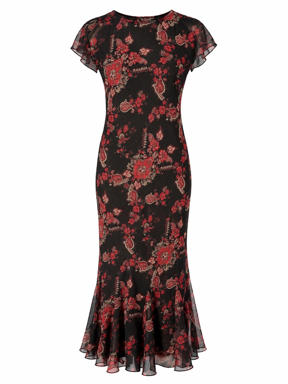 Gina Bacconi Red Black Maxi Dress Size S Y2K Floral Dress fairy style